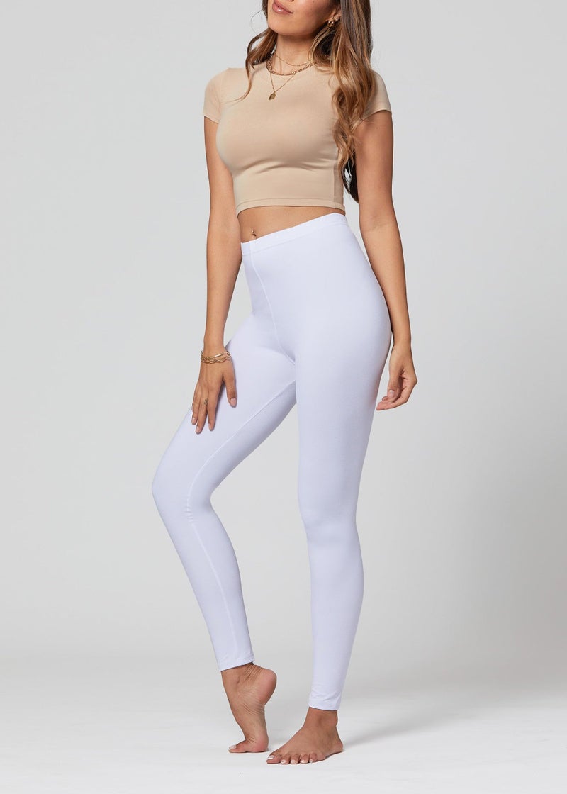 Conceited Leggings for Women - Tummy Control - 1" Waistband - Regular and Plus Size - Super White - Small - Medium - Image 3